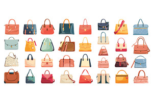 Flat Womens Handbags Designs Set, an Object Illustration by LadadikArt