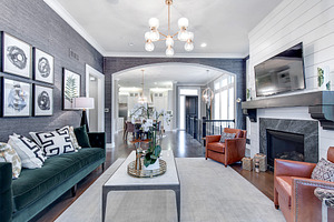 Modern Living Room with Blue Walls