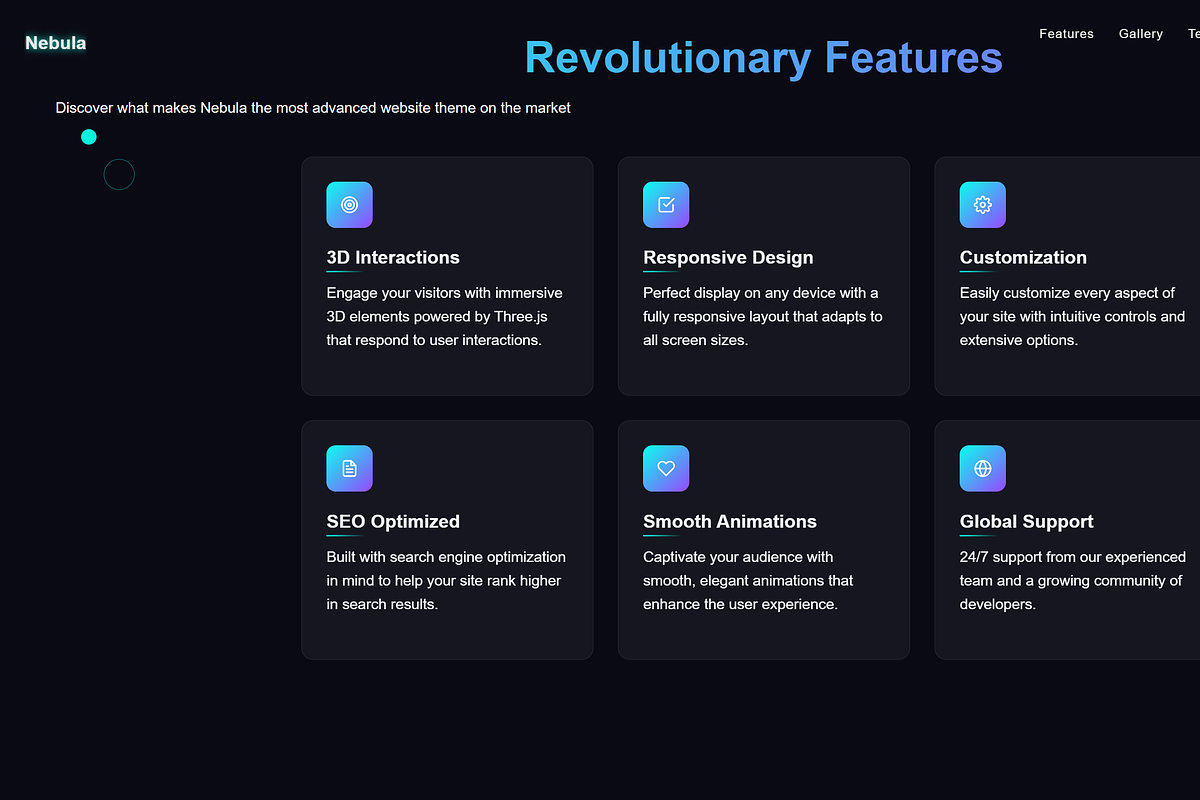 Modern Nebula – Responsive Theme, a HTML Template by Modern Themes Studios (Photo 3 of 7)