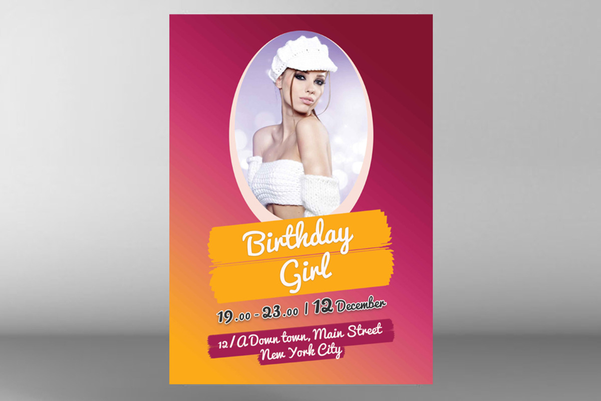 Birthday Girl Flyer, a Flyer Template by PenciGraphics (Photo 2 of 2)