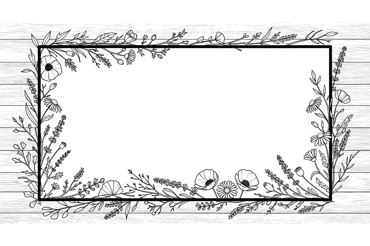 Rustic Floral Frame SVG Bundle, an Illustration by jahid234 (Photo 10 of 31)