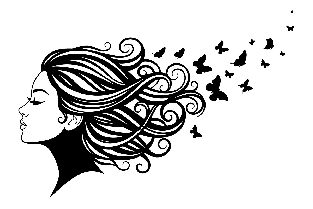 Woman Butterfly Hair Silhouette, an Object Illustration by yasushie (Photo 6 of 31)