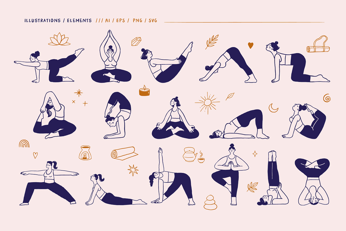 Yoga Time - illustrations & graphics, a Graphic by Marish (Photo 6 of 9)