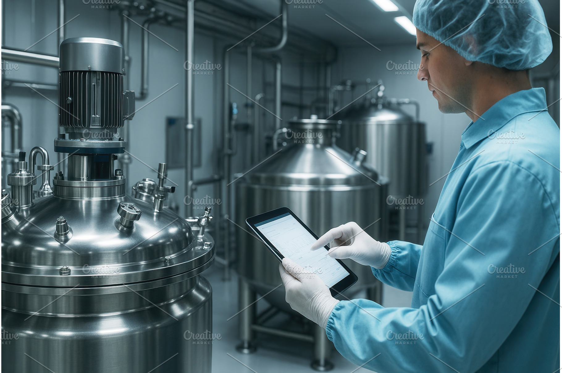 A technician in protective clothing, an Industrial Photo by Sergey Kotenev