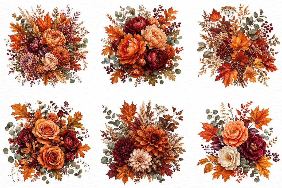 Watercolor Fall Leaves Clipart, a Seasonal Illustration by Designworld (Photo 2 of 4)