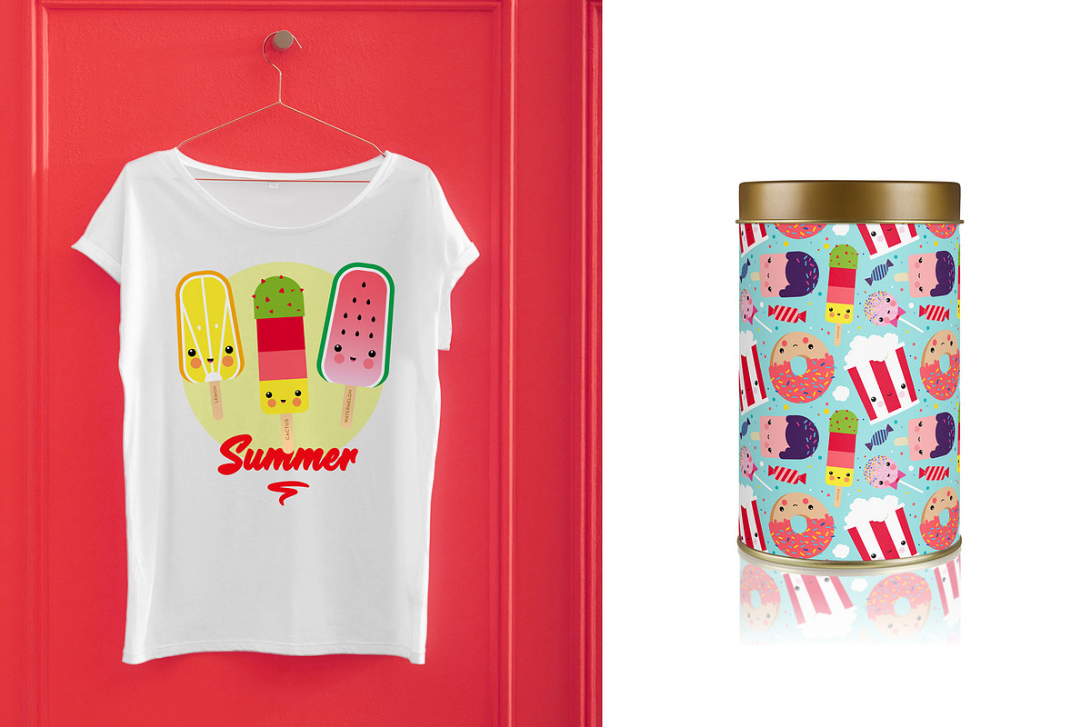 Patterns Kawaii Ice Cream & Sweets, a Pattern Graphic by Pia Kolle (Photo 3 of 6)