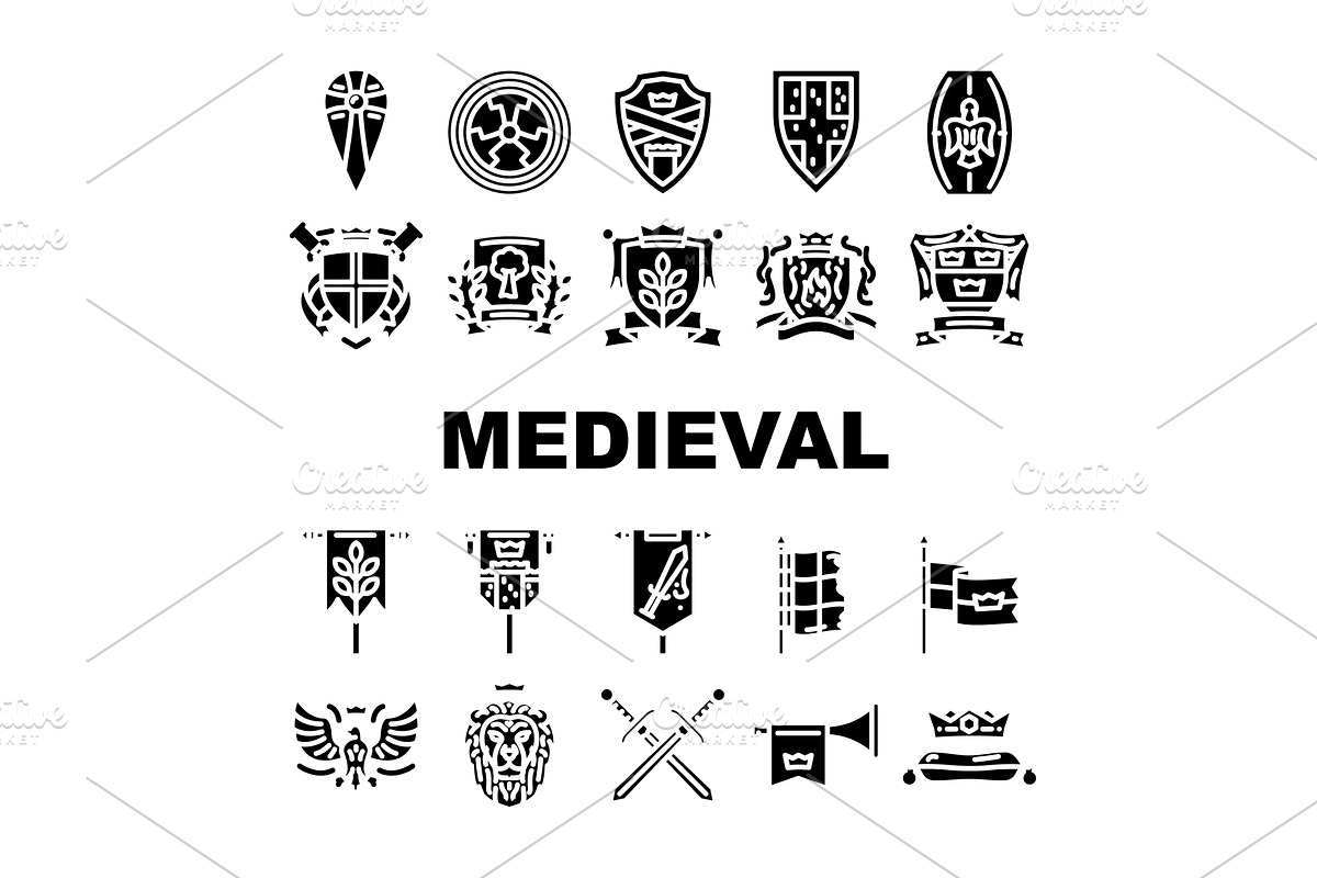 medieval heraldry arms shield, icons, an Object Illustration by pikepicture