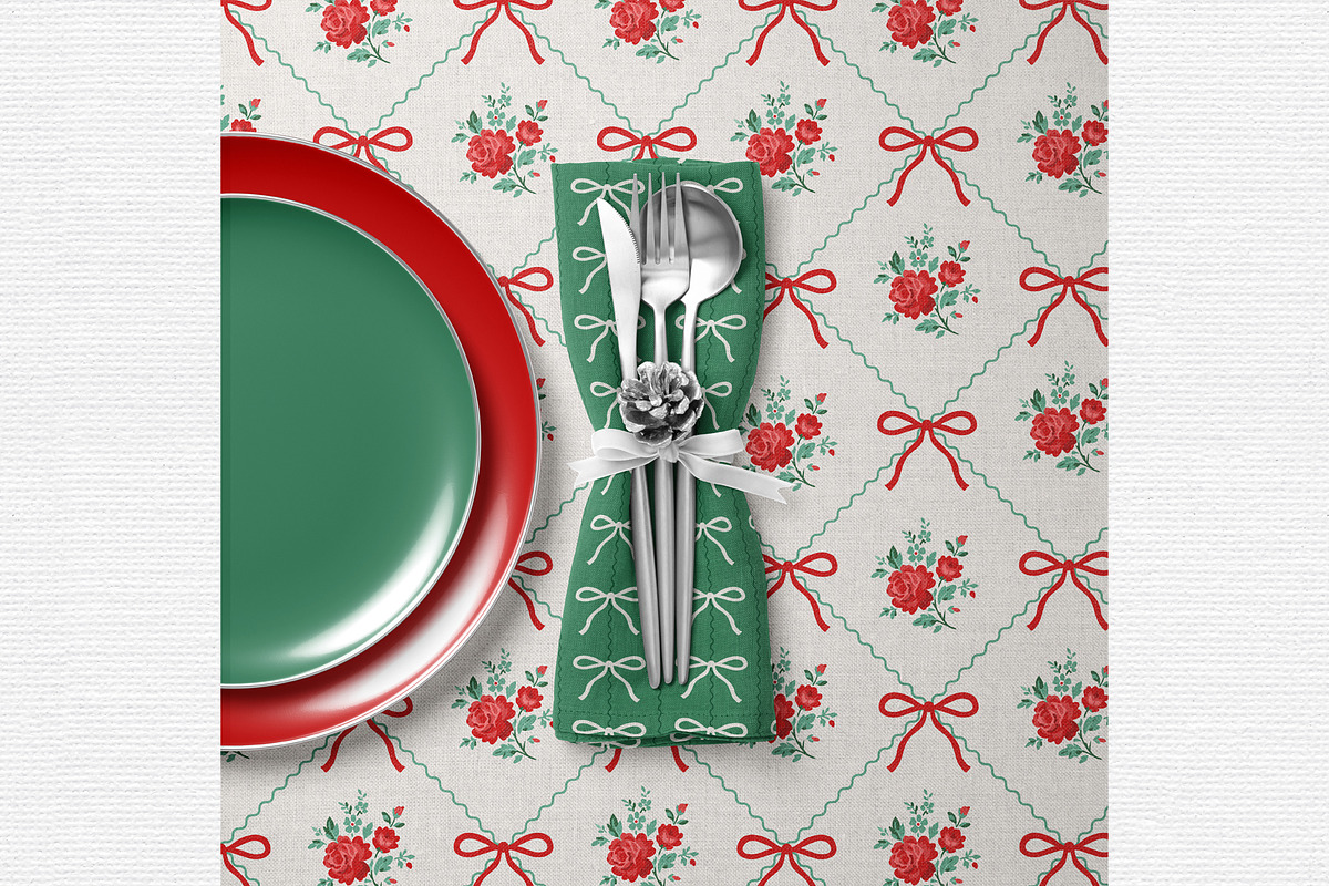 Christmas Pattern Roses & Bows, a Pattern Graphic by Schatzi Graphik (Photo 4 of 6)