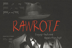 Rawrote - Crayon-Textured Font, a Handwritten Font by Drizy