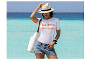 Tropical Beachy White Tshirt Mockup, a Shirt Mockup by Masters of Instagram (Thumbnail 1 of 4)