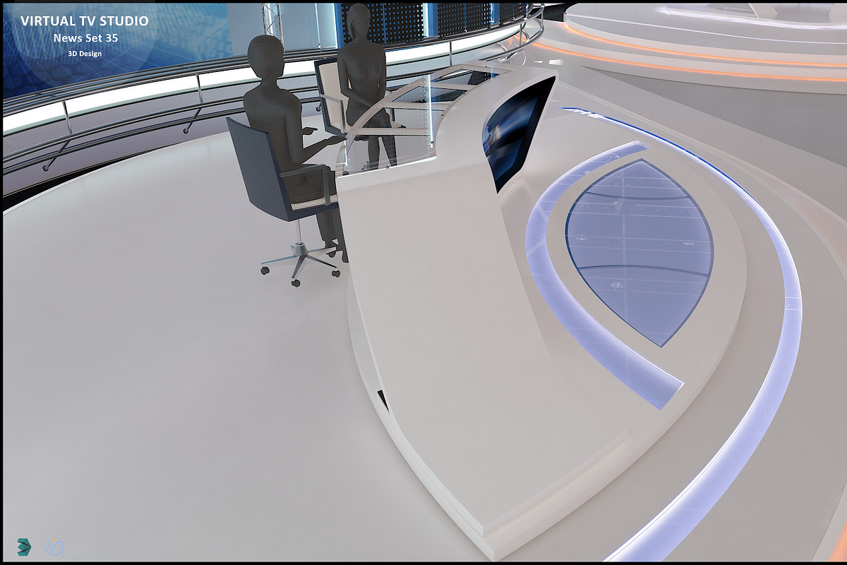 Virtual TV Studio News Set 35, an Architecture 3D Model by akerStudio (Photo 19 of 39)