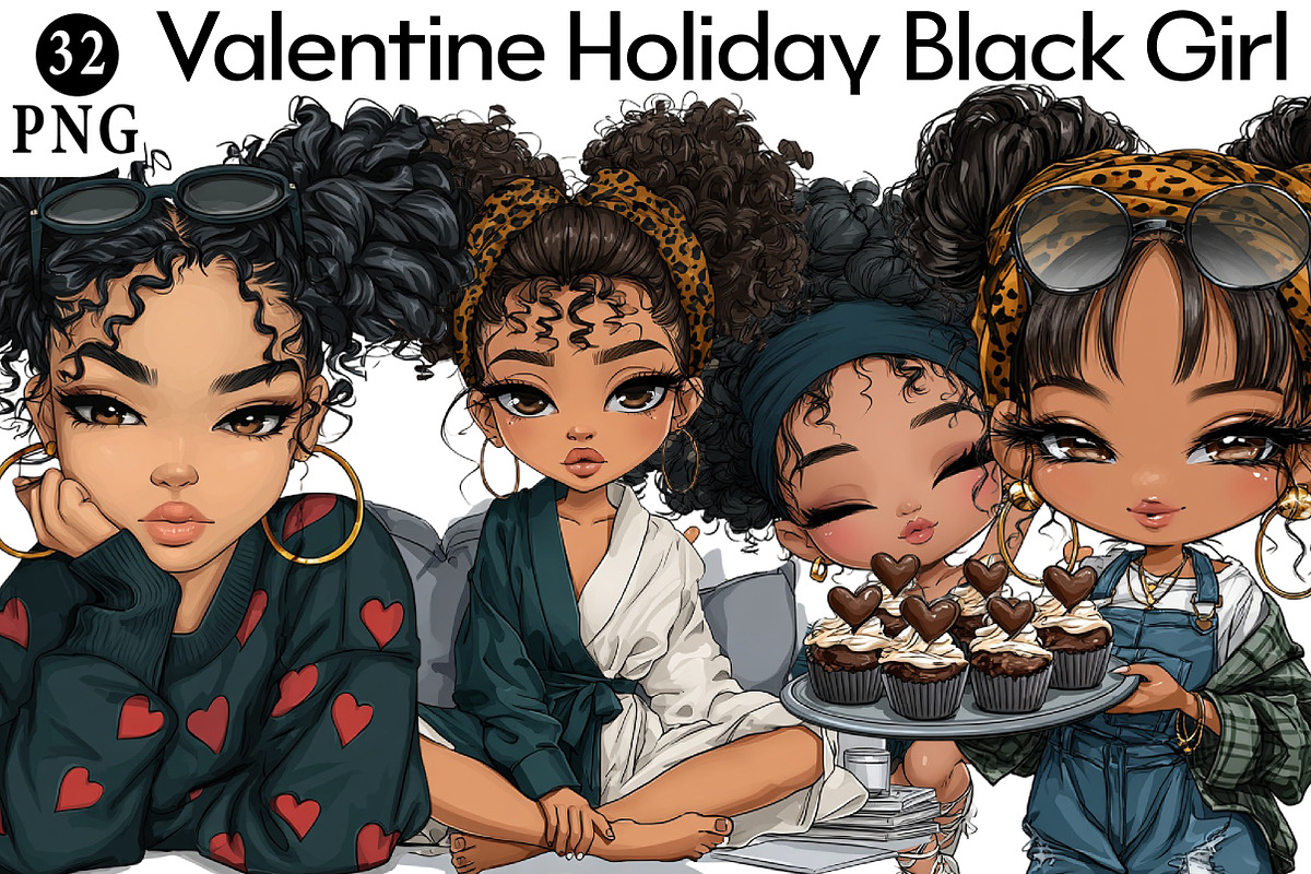 Valentine Holiday Black Girl Clipart, an Illustration by Daily.Designs (Photo 1 of 8)