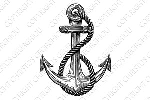 Anchor Vintage Woodcut Style