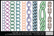 18 Vector Chain Brushes Illustrator, a Brush Add-On by Pickover Designs (Thumbnail 6 of 6)