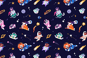 Cute animals astronauts in space set, an Animal Illustration by PaperTrident (Thumbnail 5 of 6)