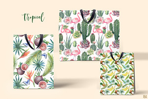 Watercolor Tropical Seamless Pattern