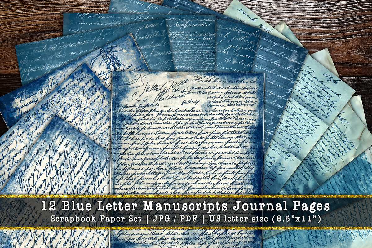 Blue Letter Manuscripts Scrapbooks, a Background Graphic by V Design Creator (Photo 1 of 12)