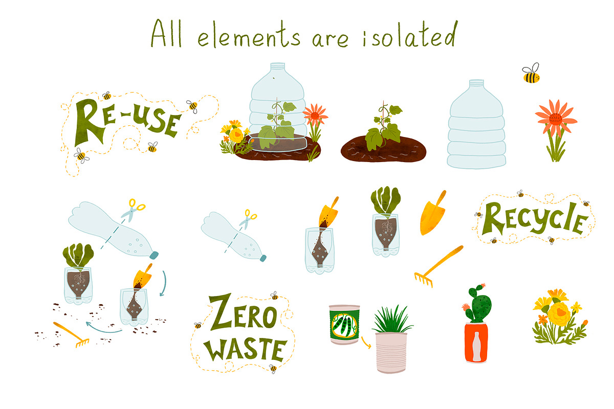 Zero waste Reuse plastic bottle set, an Education Illustration by Tani Kuzminka (Photo 3 of 4)