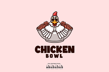 Chicken Bowl Cartoon  Logo, a Branding & Logo Template by Gumrega Studio