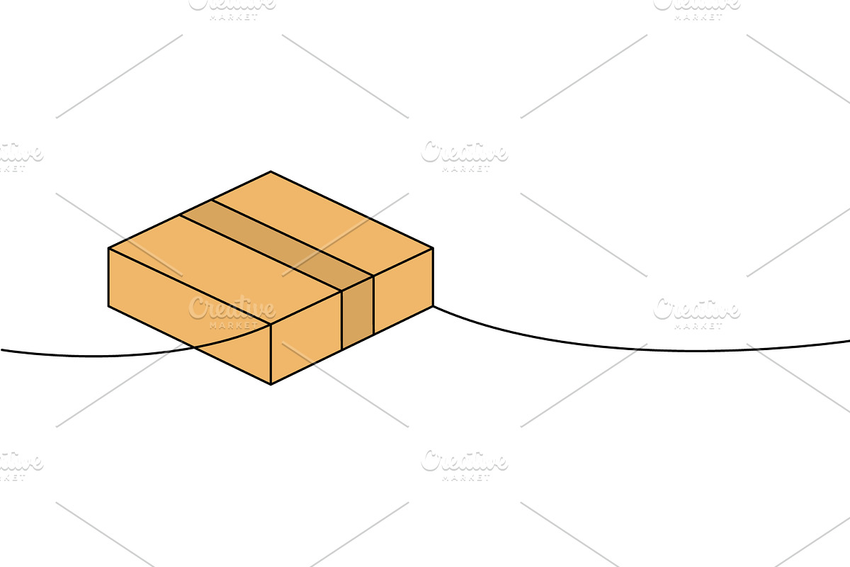 Packaging box one line colored, an Object Illustration by GraphiShop