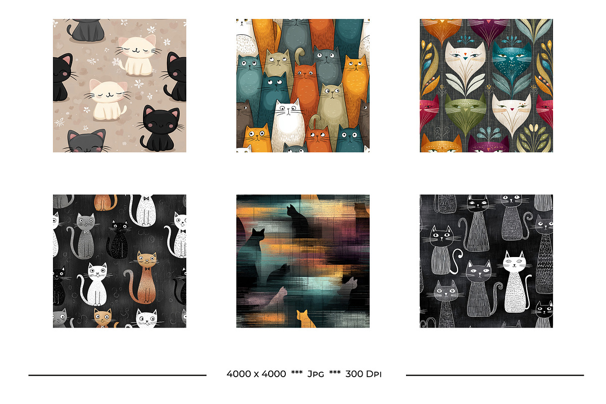 Cat Retro Art Style Patterns, a Pattern Graphic by karenfoleyphoto (Photo 2 of 9)