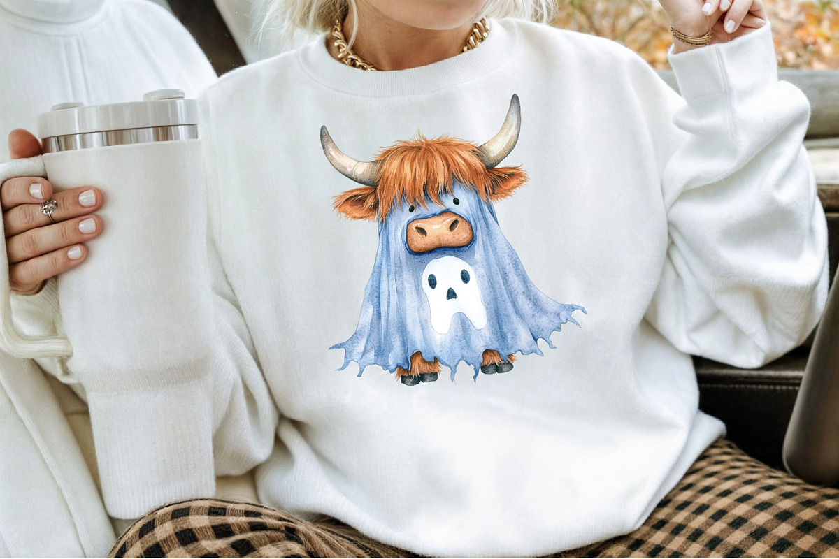 Halloween Highland Cow Ghost Clipart, an Illustration by Sublimation Artist (Photo 4 of 6)
