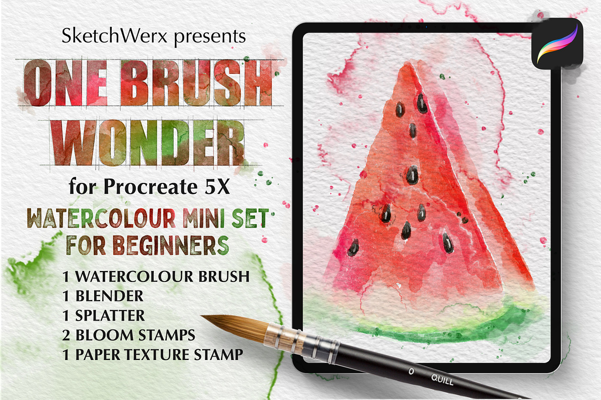 One Brush Wonder Watercolour, a Brush Add-On by SketchWerx (Photo 1 of 12)