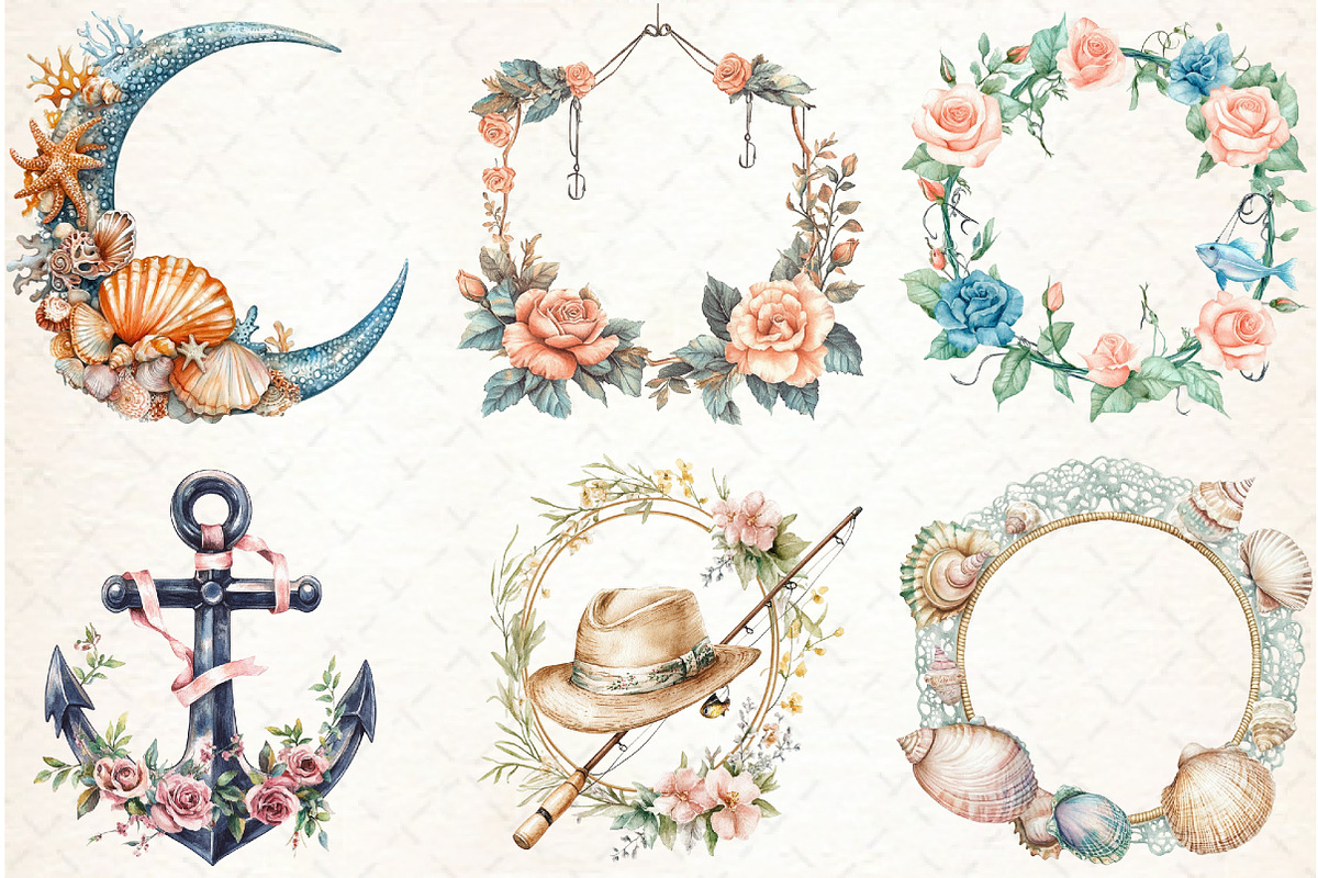 Coquette Coastal Fisherman Frame, an Illustration by Libby Wishes (Photo 5 of 12)