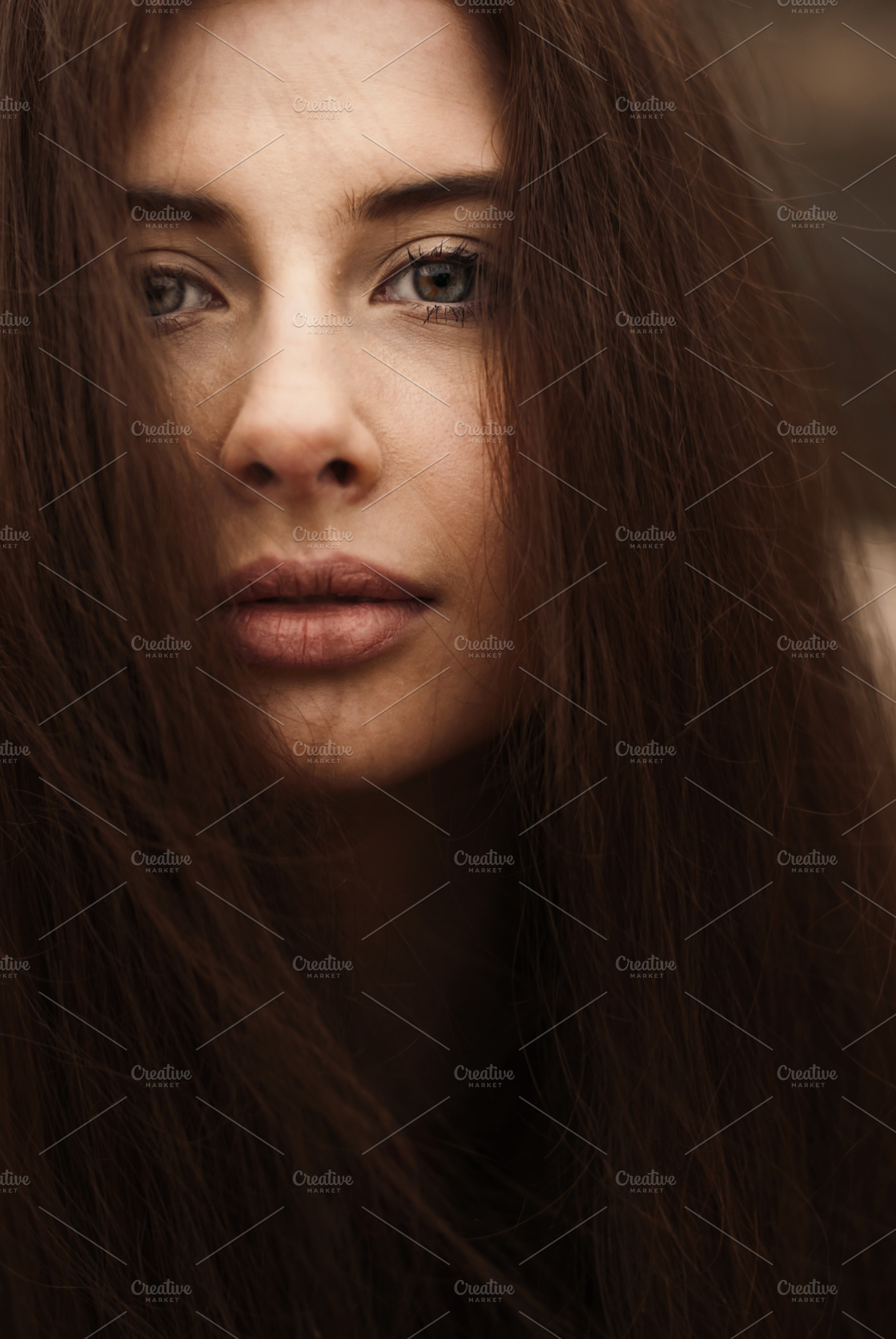 portrait of long-haired brunette, a Beauty & Fashion Photo by Aleshyn Andrei