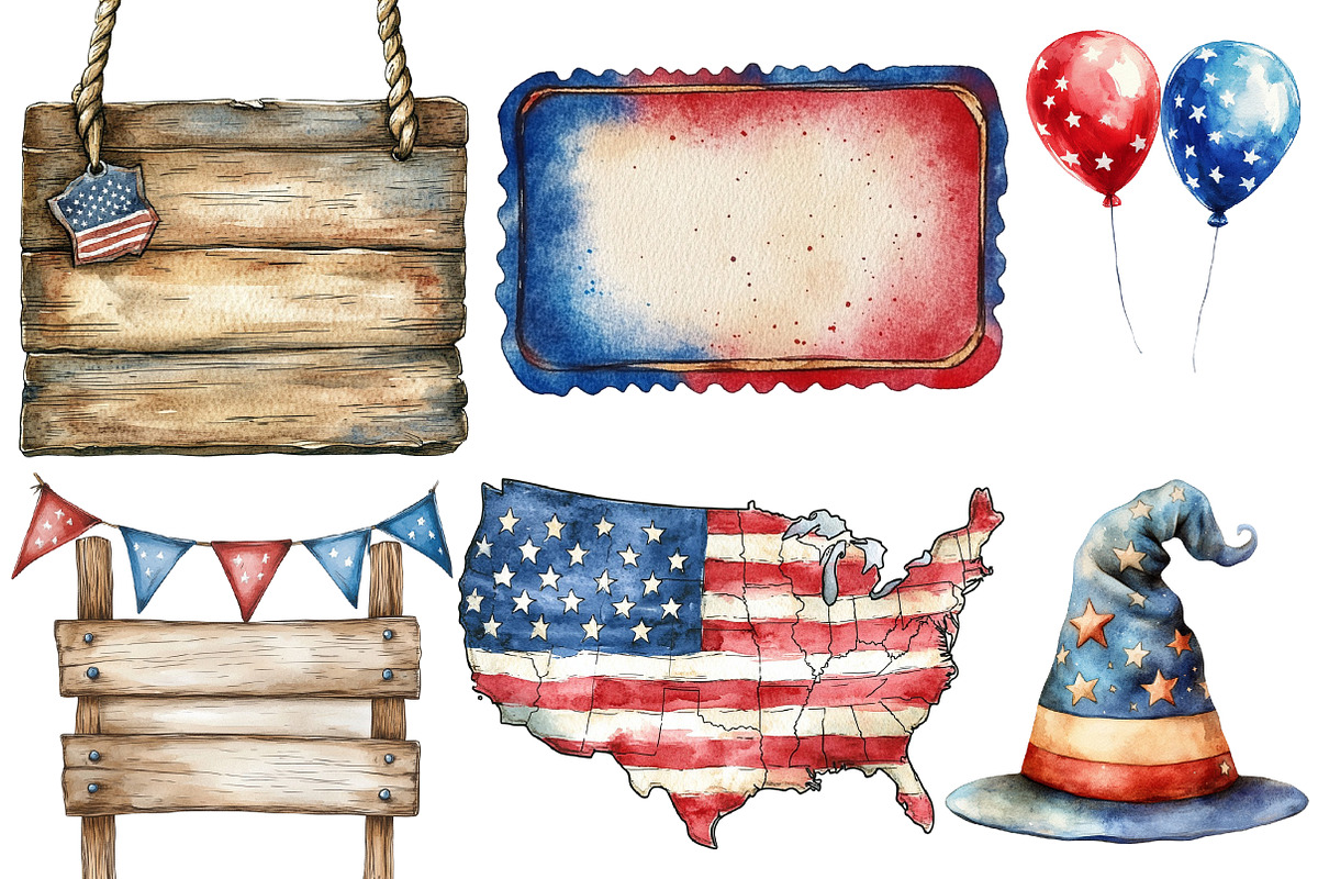 4th of July Blanks Signs Clipart, an Illustration by Designworld (Photo 4 of 7)