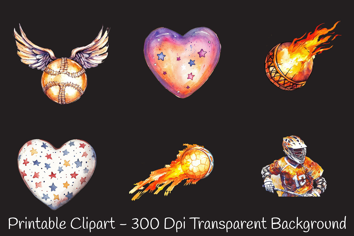 Lacrosse Watercolor Cliparts, an Illustration by RobertsArt (Photo 3 of 7)