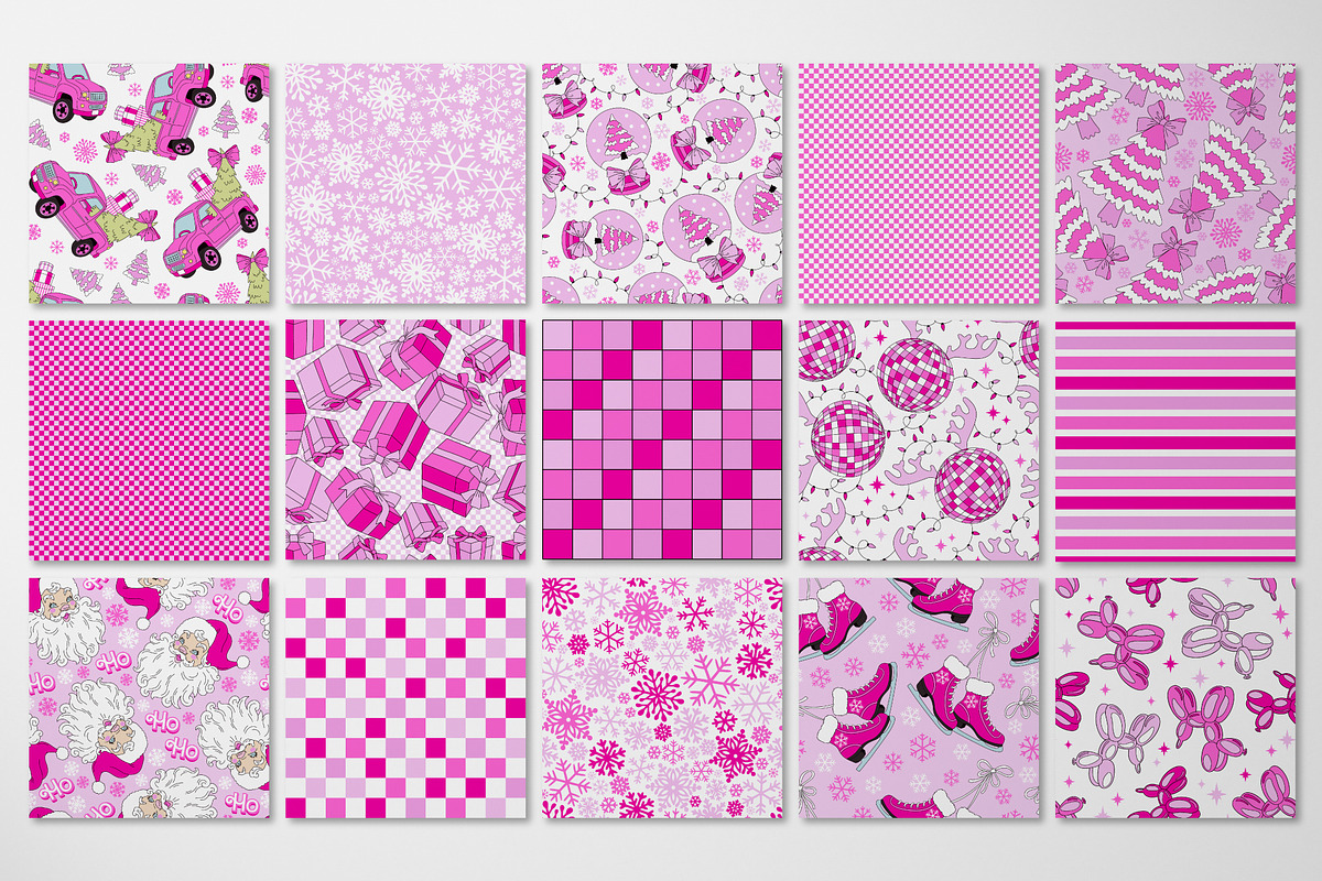 Barbie Pink Christmas pattern set, a Pattern Graphic by @olga.angelloz (Photo 2 of 2)