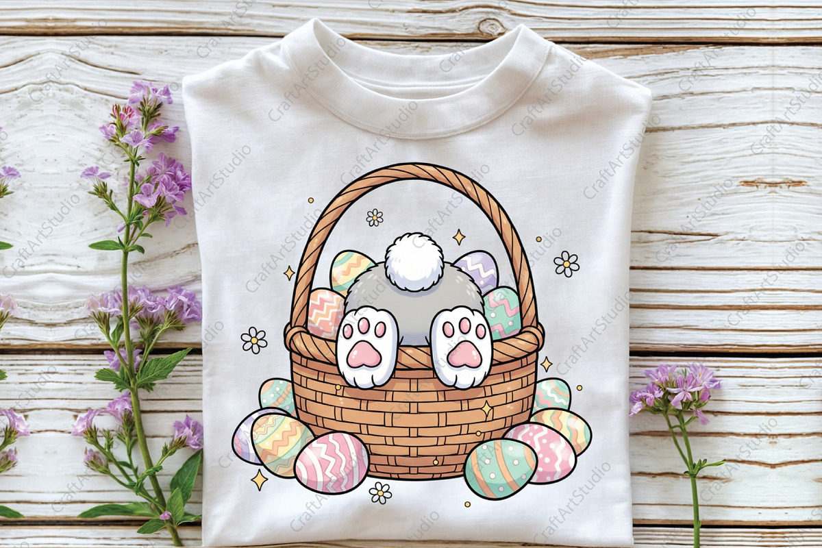 Funny Easter Bunny Basket Eggs Png, an Illustration by CraftArtStudio (Photo 3 of 4)