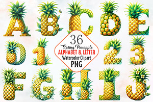 Spring pineapple Alphabet clipart, an Illustration by RobertsArt