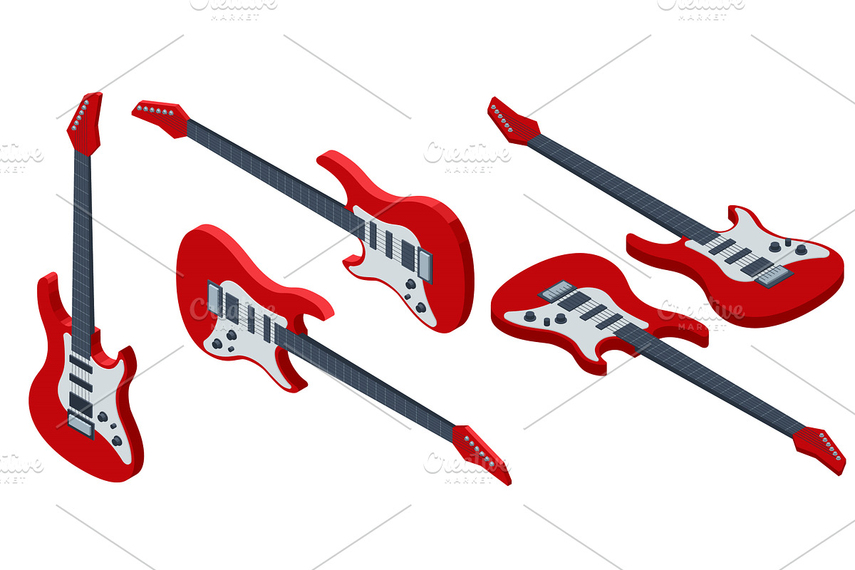 Isometric Realistic Electric Guitar, an Object Graphic by Golden Sikorka
