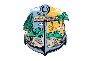 anchor and natural scenery, a Seasonal Illustration by gunaonedesign