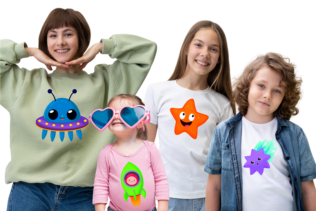 cartoon cute space set + patterns, a Pattern Graphic by ChubbyBunny Art (Photo 2 of 12)
