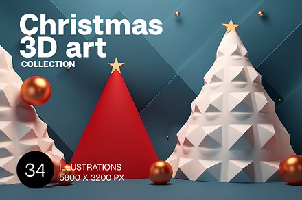 Christmas 3D art collection., an Illustration by Handmadefont