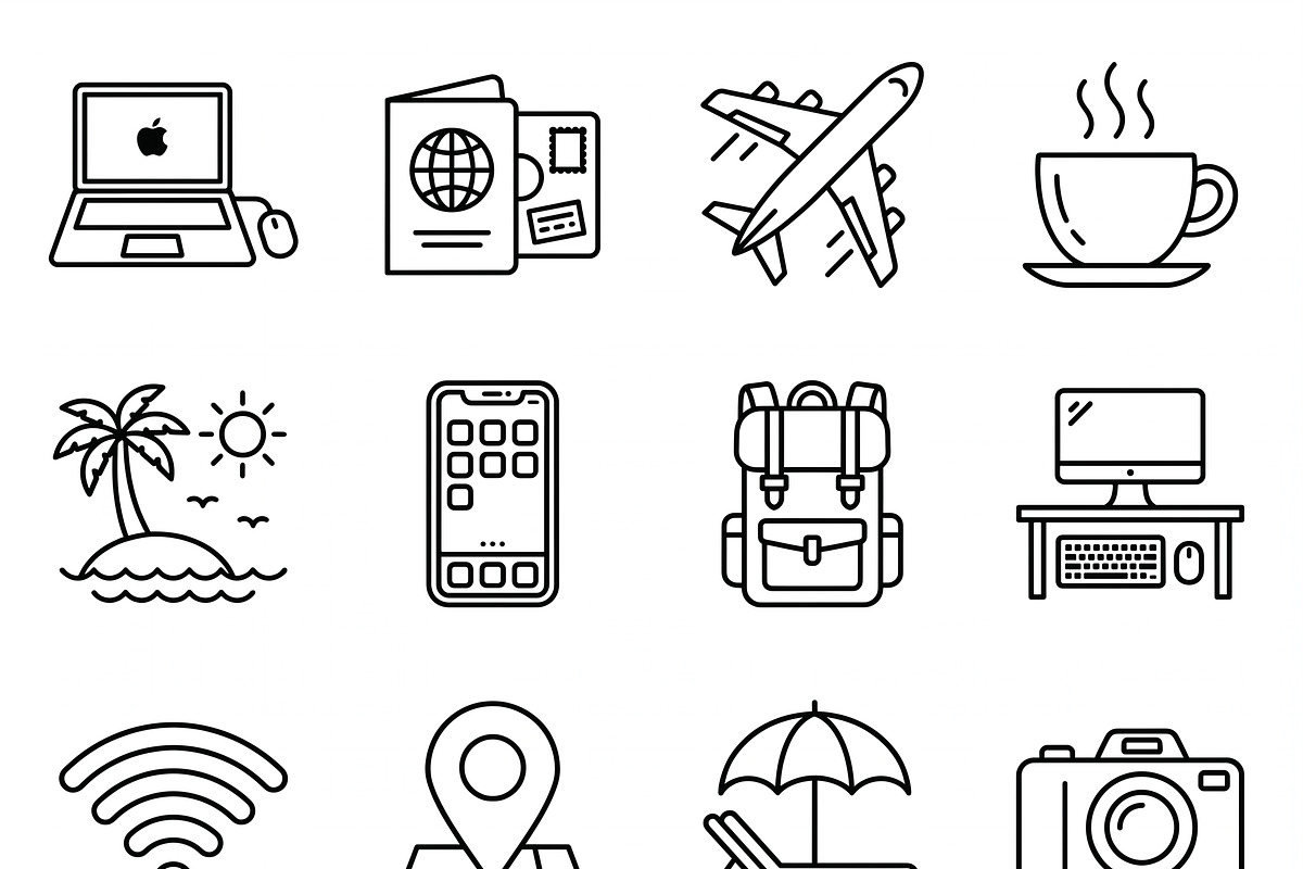 Bundles vector Digital Nomad Icons, an Outline Icon by adenpinkstore (Photo 1 of 5)