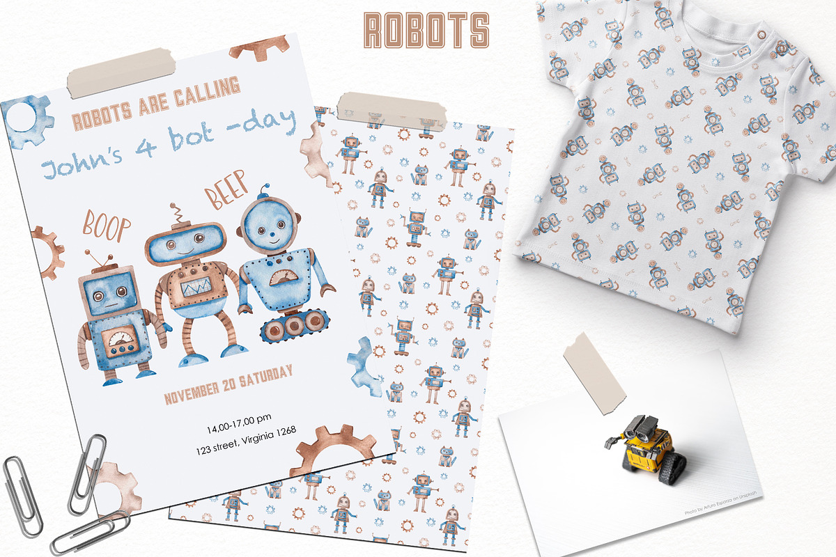 Robots watercolor collection, an Animal Illustration by Marina Ermakova (Photo 9 of 10)