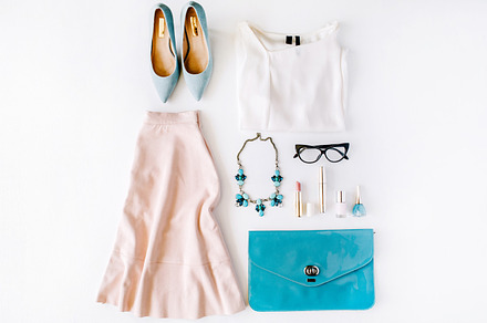 Clothes & accessories collage stock photo containing female and feminine, a Beauty & Fashion Photo by Floral Deco
