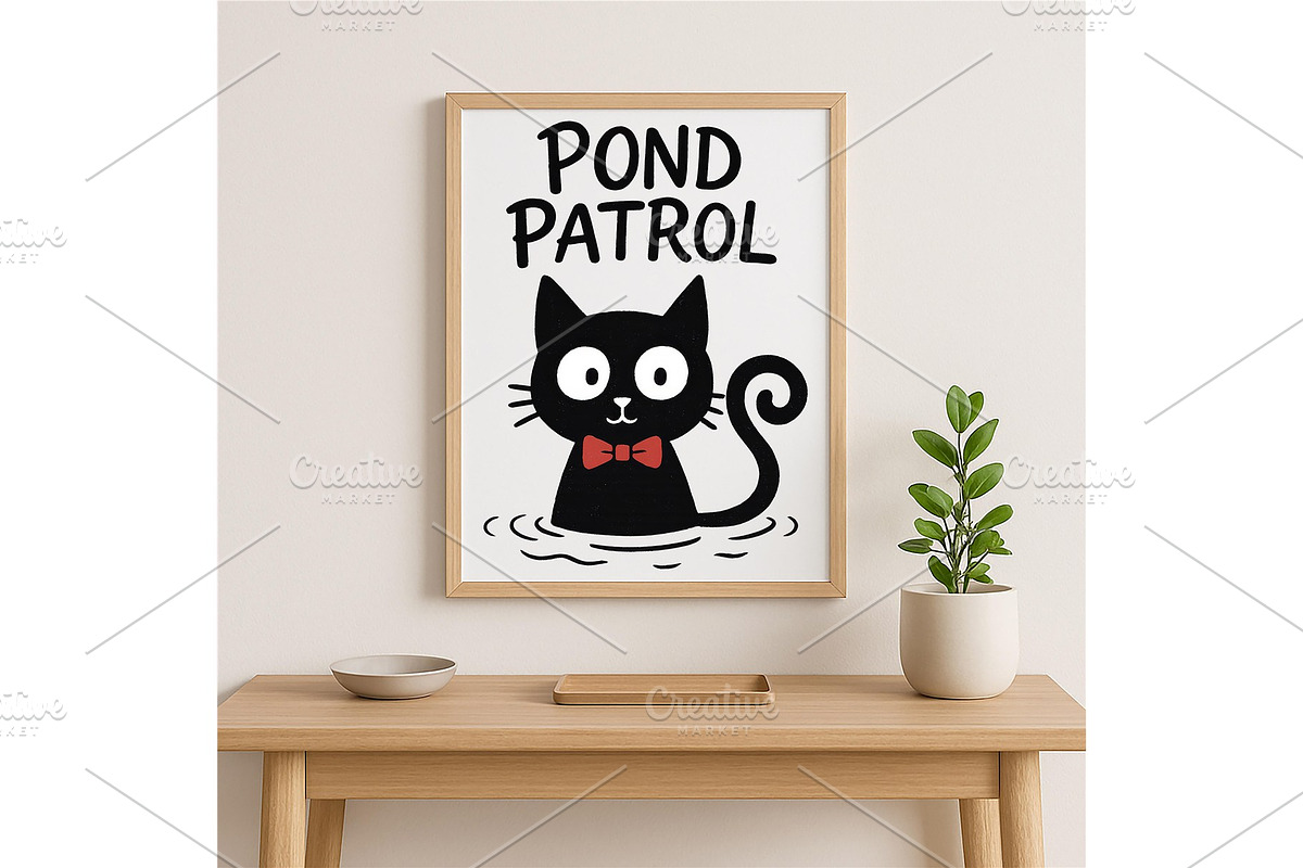 Pond Patrol Cat Funny Black Cat, a Background Graphic by LaseredNinja (Photo 4 of 7)