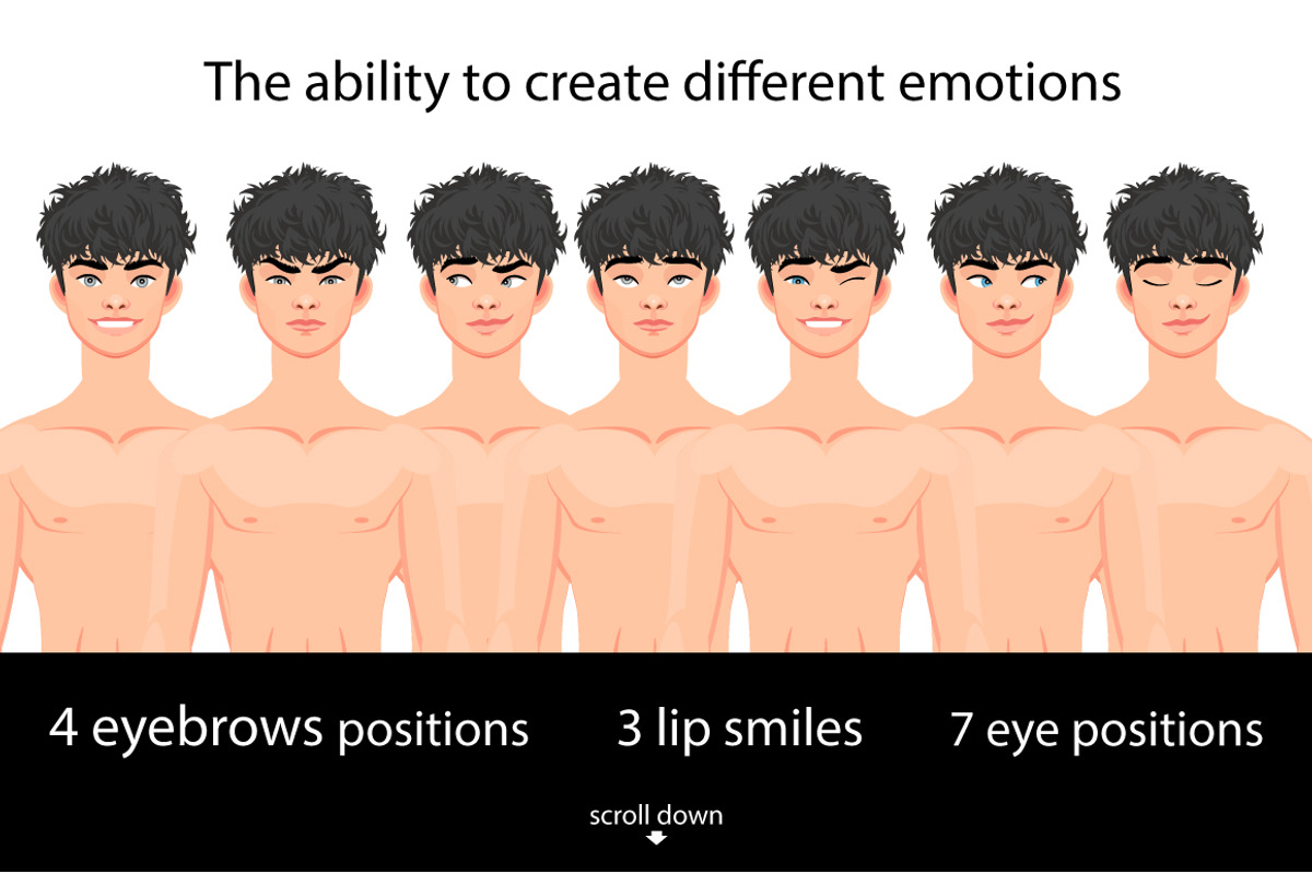 Character portrait creator MAN (PSD), a Person Illustration by Mandarinkas art (Photo 2 of 7)