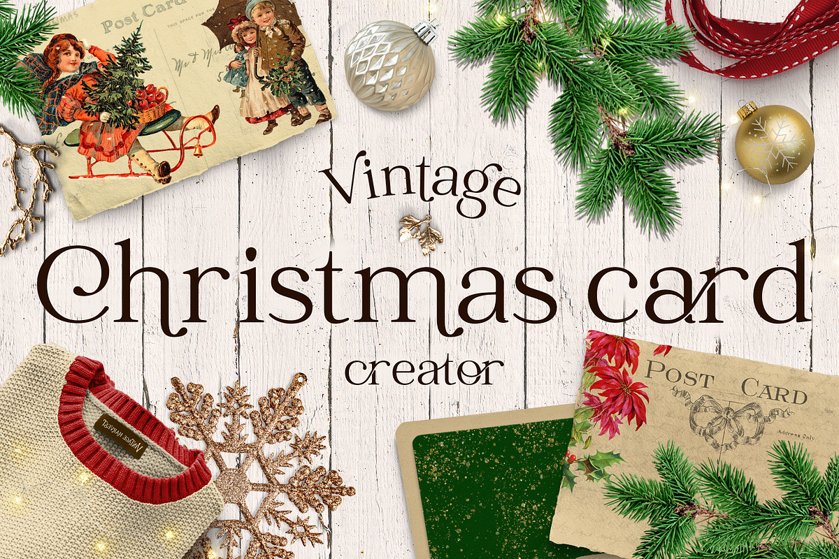 Vintage Christmas card creator, an Object Graphic by Beauty Drops (Photo 1 of 13)