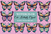 Cute Butterfly Clipart, a Seasonal Illustration by Craft Nest (Thumbnail 1 of 5)