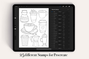 25 Coffee Procreate Stamps