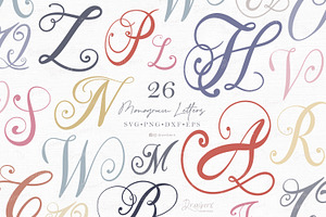 Fancy Script Monogram Svg Cut 107