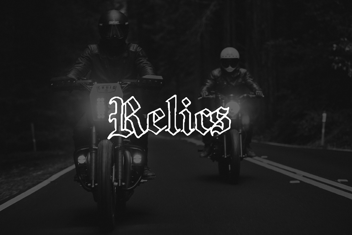 Relics - A New Age Blackletter, a Blackletter Font by Midnight Grim (Photo 1 of 6)