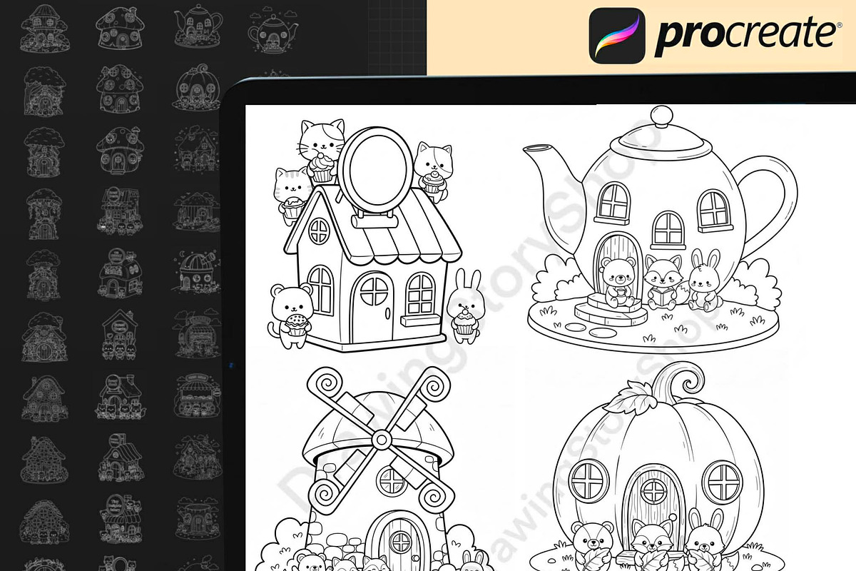 100 Procreate Kawaii Doodle Stamps, a Brush Add-On by DrawingStoryShop