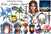 Watercolor Boho Arabian Clipart, a Decorative Illustration by designcity5 (Thumbnail 1 of 5)